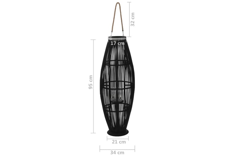 Hängande ljuslykta bambu 95 cm svart - Svart - Ljusstake & ljuslykta - Dekoration & inredningsdetaljer - Utelykta