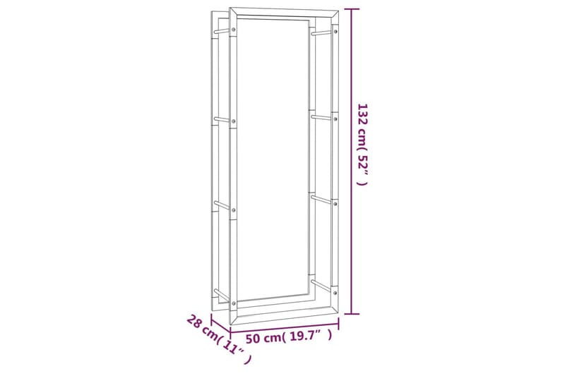 beBasic Vedställ matt svart 50x28x132 cm stål - Vedförvaring - Vedställ & vedhylla