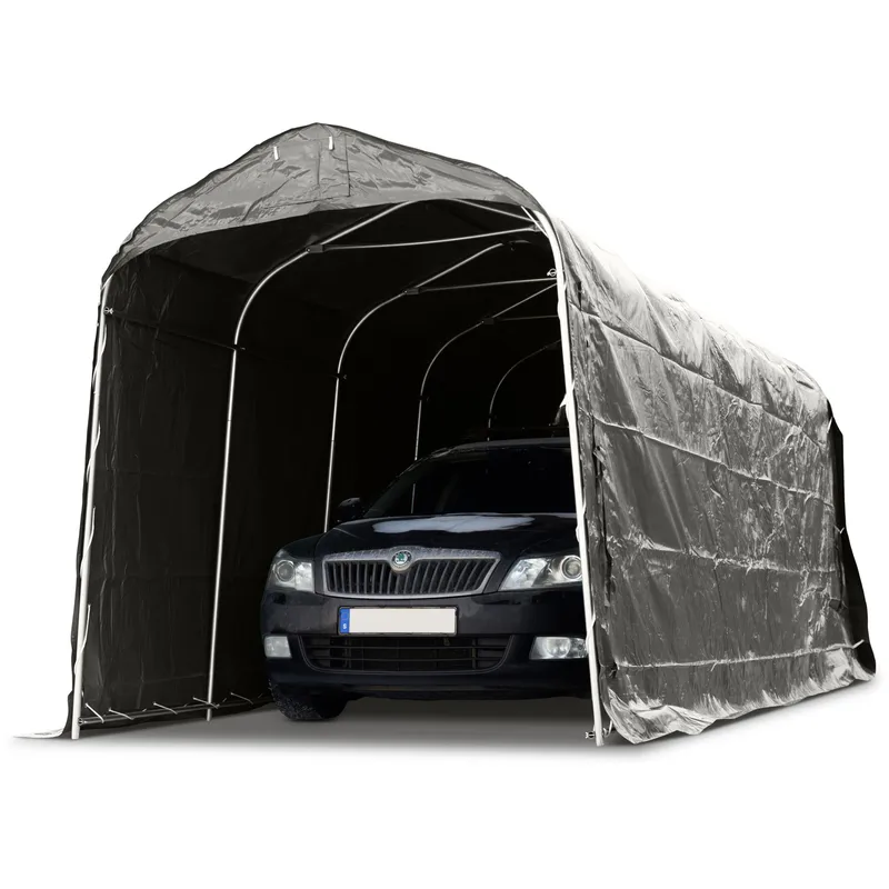 Garagetält 2,4x6m | 14,4m² - 500g/m² | PVC - Grå, undefined