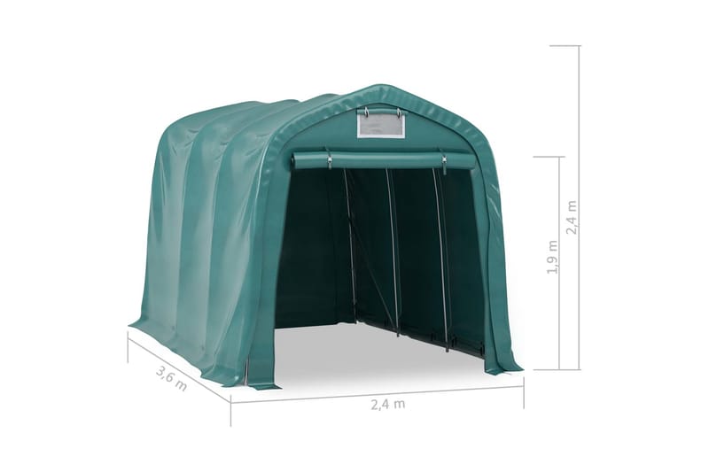 Garagetält PVC 2,4x3,6 m grön - Grön - Garagetält - Trädgårdstält & förvaringstält