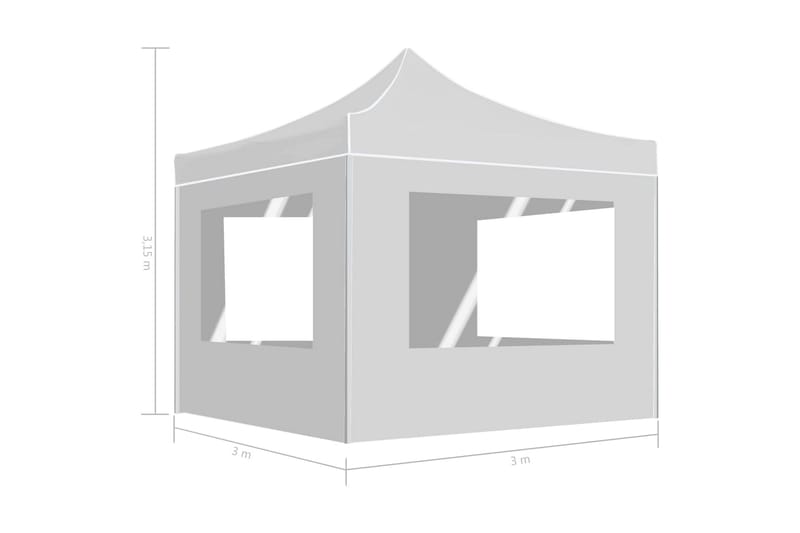 Hopfällbart partytält med väggar aluminium 3x3 m vit - Vit - Partytält - Trädgårdstält & förvaringstält