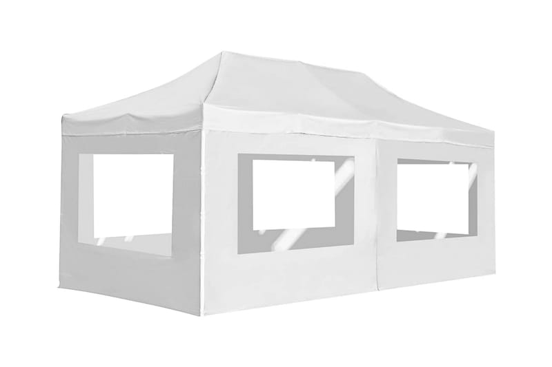 Hopfällbart partytält med väggar aluminium 6x3 m vit - Vit - Partytält - Trädgårdstält & förvaringstält