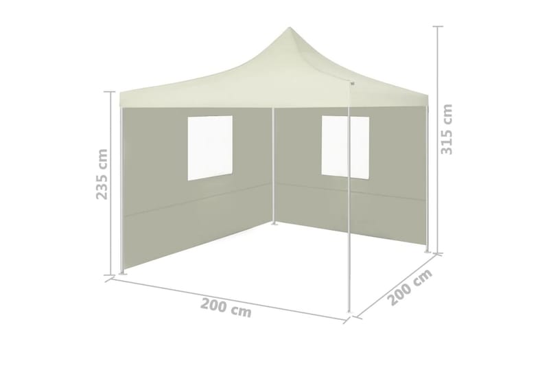 Hopfällbart partytält med 2 sidoväggar 2x2 m stål gräddvit - Kräm - Partytält - Trädgårdstält & förvaringstält