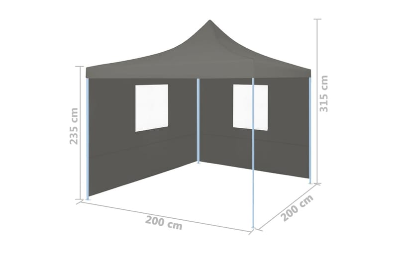 Hopfällbart partytält med 2 sidoväggar 2x2 m stål antracit - Antracit - Partytält - Trädgårdstält & förvaringstält