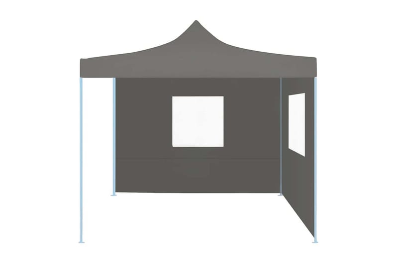 Hopfällbart partytält med 2 sidoväggar 2x2 m stål antracit - Antracit - Partytält - Trädgårdstält & förvaringstält