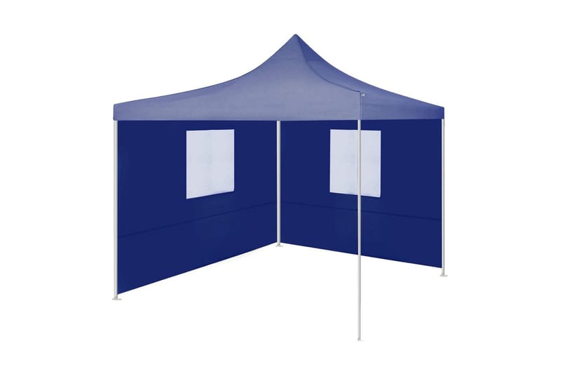 Hopfällbart partytält med 2 sidoväggar 2x2 m stål blå - Blå - Partytält - Trädgårdstält & förvaringstält