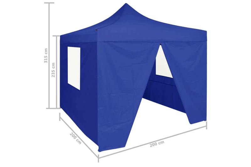 Hopfällbart partytält med 4 sidoväggar 2x2 m stål blå - Blå - Partytält - Trädgårdstält & förvaringstält