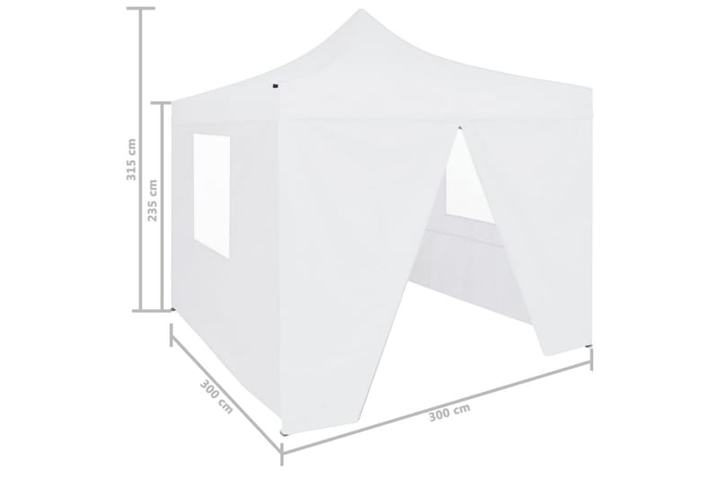 Hopfällbart partytält med 4 sidoväggar 3x3 m stål vit - Vit - Partytält - Trädgårdstält & förvaringstält
