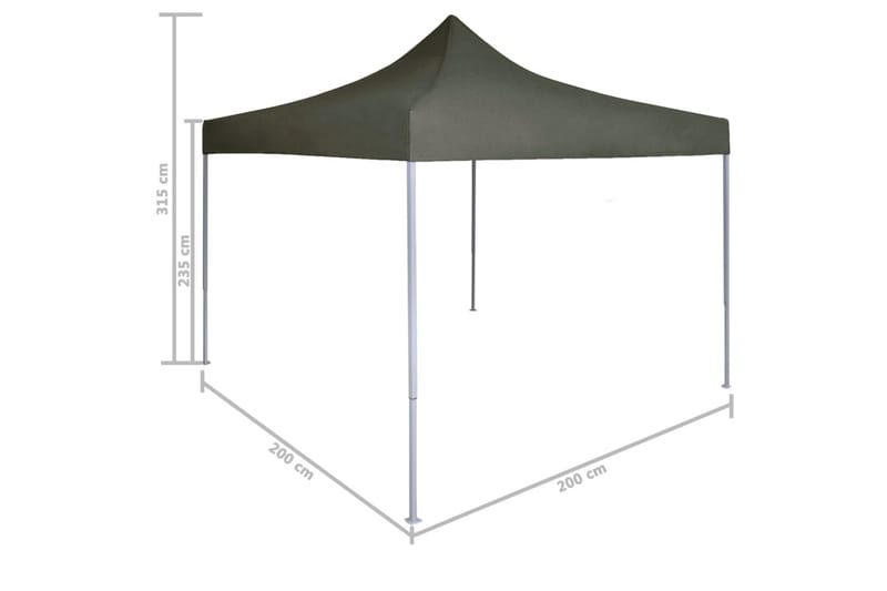 Hopfällbart partytält 2x2 m stål antracit - Antracit - Partytält - Trädgårdstält & förvaringstält