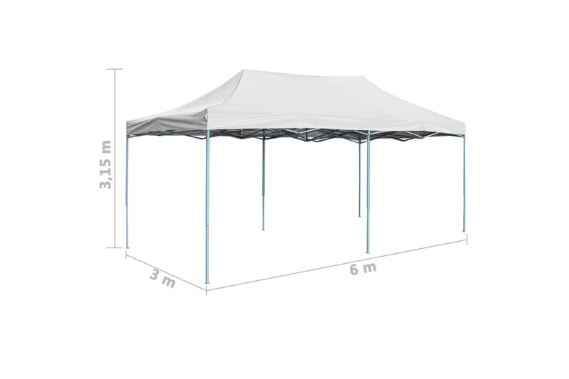 Hopfällbart partytält 3x6 m stål vit - Vit - Partytält - Trädgårdstält & förvaringstält