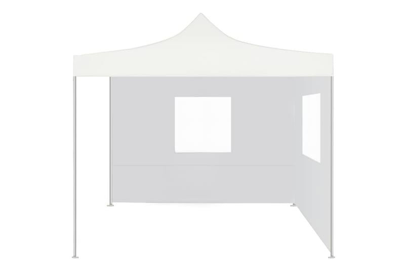 Hopfällbart partytält med 2 sidoväggar 3x3 m stål vit - Vit - Partytält - Trädgårdstält & förvaringstält