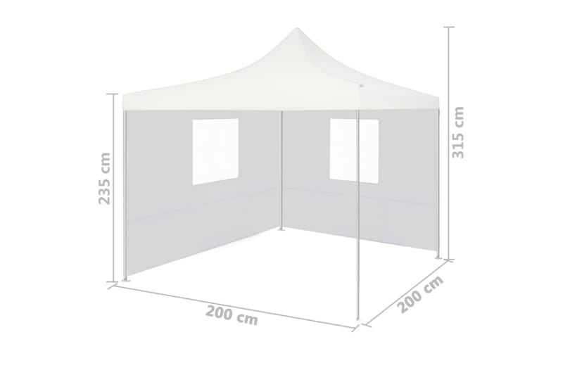 Hopfällbart partytält med 2 sidoväggar 2x2 m stål vit - Vit - Partytält - Trädgårdstält & förvaringstält