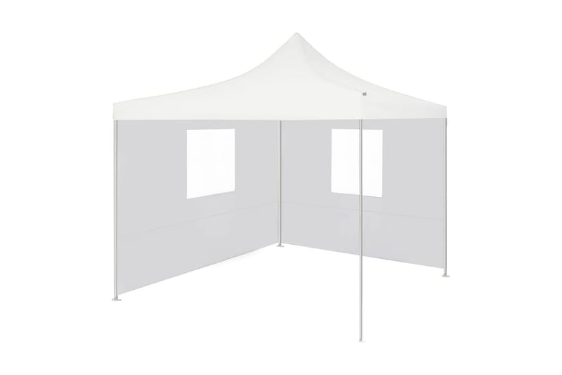 Hopfällbart partytält med 2 sidoväggar 2x2 m stål vit - Vit - Partytält - Trädgårdstält & förvaringstält