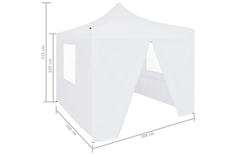 Hopfällbart partytält med 4 sidoväggar 2x2 m stål vit - Vit - Partytält - Trädgårdstält & förvaringstält