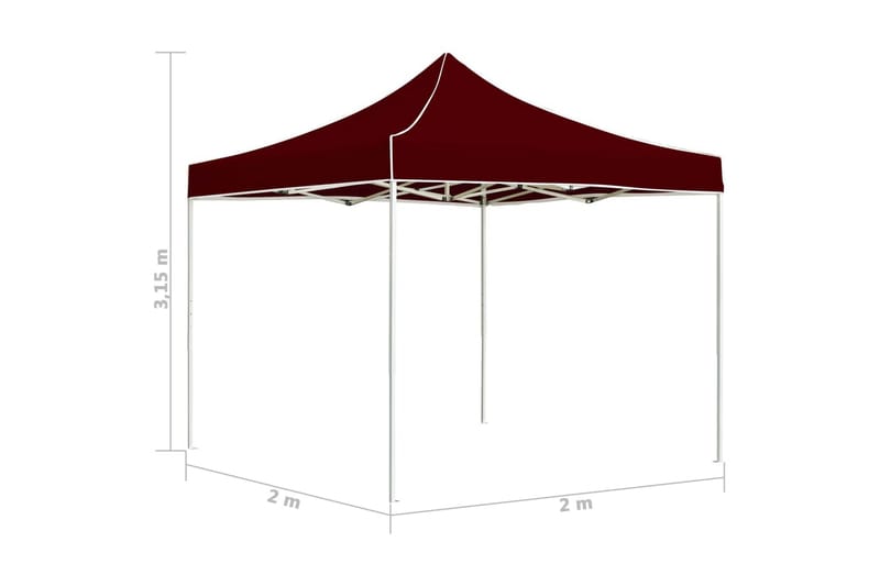 Hopfällbart partytält aluminium 2x2 m vinröd - Röd - Partytält - Trädgårdstält & förvaringstält