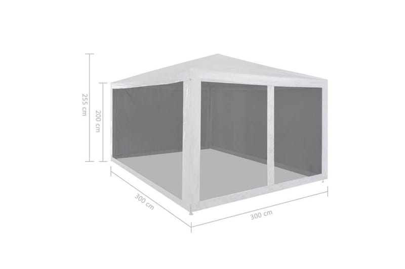 Partytält med 4 sidoväggar i nät 3x3 m - Vit - Partytält - Trädgårdstält & förvaringstält