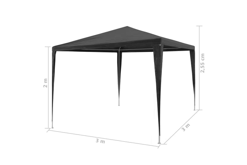 Partytält PE 3x3 m antracit - Grå - Partytält - Trädgårdstält & förvaringstält