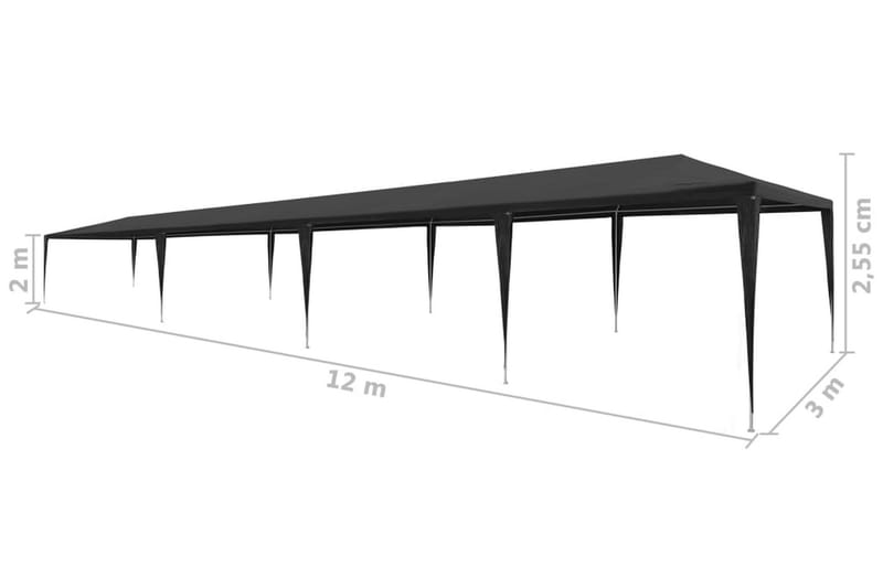 Partytält PE 3x12 m antracit - Grå - Trädgård & spabad - Utemiljö - Förvaring utomhus - Trädgårdstält & förvaringstält - Partytält