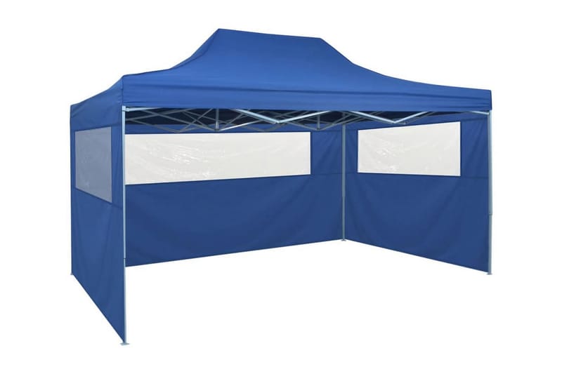 Pop-Up hopfällbart partytält med 4 sidoväggar 3x4,5 m blå - Blå - Trädgård & spabad - Utemiljö - Förvaring utomhus - Trädgårdstält & förvaringstält - Partytält
