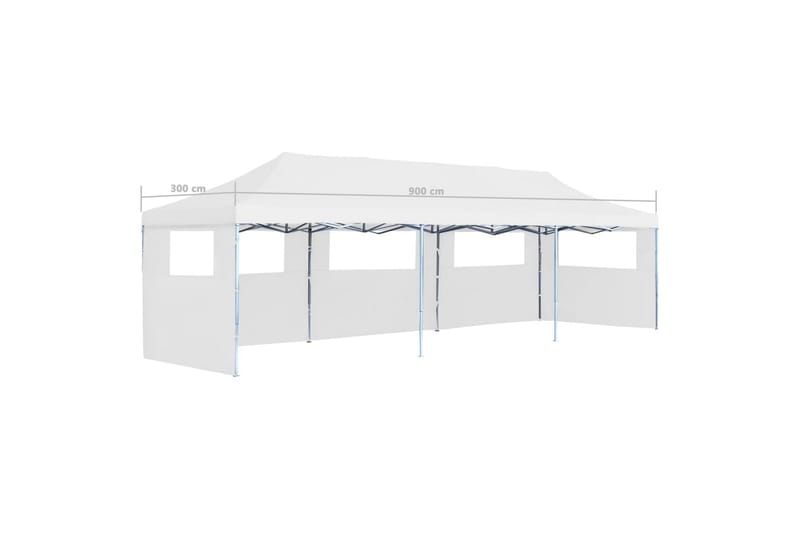 Pop-Up hopfällbart partytält med 5 sidoväggar 3x9 m vit - Vit - Trädgård & spabad - Utemiljö - Förvaring utomhus - Trädgårdstält & förvaringstält - Partytält