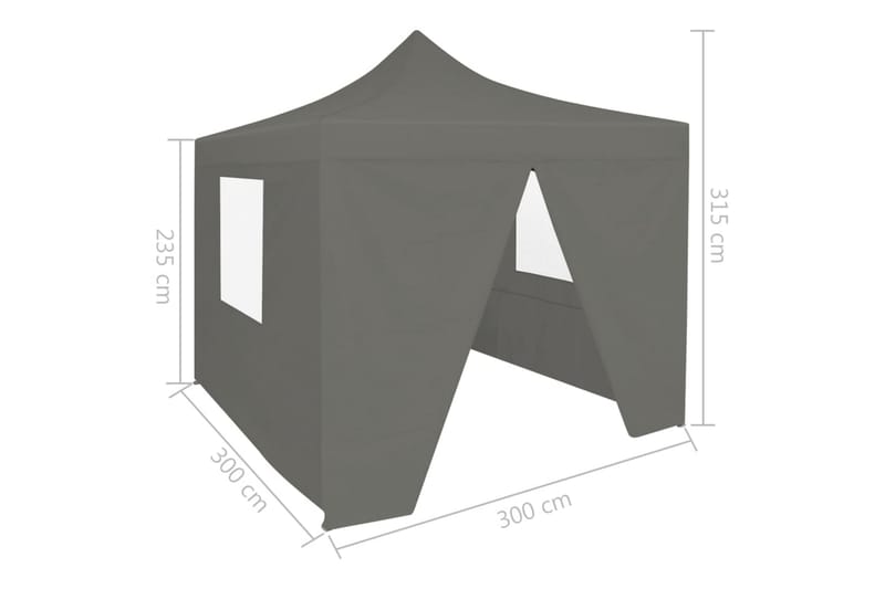 Pop-Up hopfällbart partytält med 4 sidoväggar 3x3 m antracit - Grå - Trädgård & spabad - Utemiljö - Förvaring utomhus - Trädgårdstält & förvaringstält - Partytält