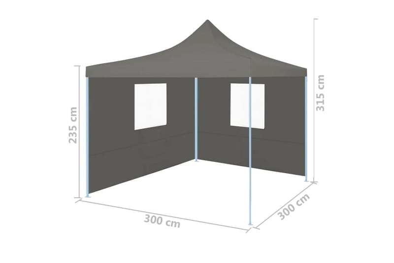 Pop-Up hopfällbart partytält med 2 sidoväggar 3x3 m antracit - Grå - Trädgård & spabad - Utemiljö - Förvaring utomhus - Trädgårdstält & förvaringstält