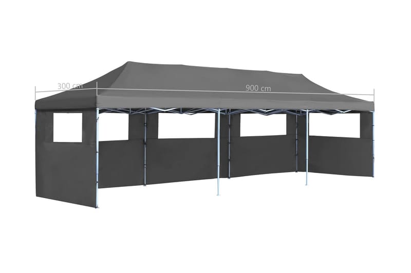 Pop-Up hopfällbart partytält med 5 sidoväggar 3x9 m antracit - Grå - Trädgård & spabad - Utemiljö - Förvaring utomhus - Trädgårdstält & förvaringstält - Partytält