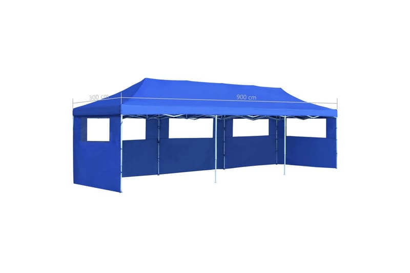 Pop-Up hopfällbart partytält med 5 sidoväggar blå 3x9 m - Blå - Trädgård & spabad - Utemiljö - Förvaring utomhus - Trädgårdstält & förvaringstält - Partytält