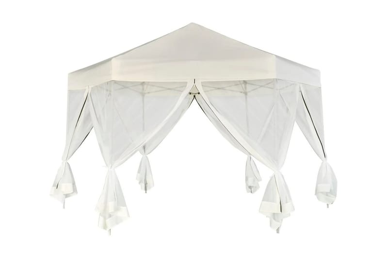 Pop-Up Partytält med 6 sidoväggar sexkantigt gräddvit 3,6x3, - Vit - Trädgård & spabad - Utemiljö - Förvaring utomhus - Trädgårdstält & förvaringstält - Partytält