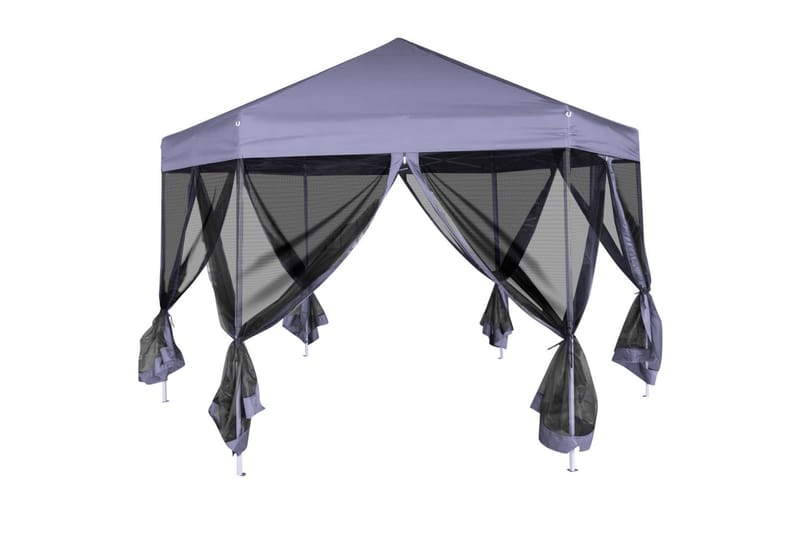 Pop-Up Partytält med 6 sidoväggar sexkantigt 3,6x3,1 m mörkb - Blå - Trädgård & spabad - Utemiljö - Förvaring utomhus - Trädgårdstält & förvaringstält - Partytält
