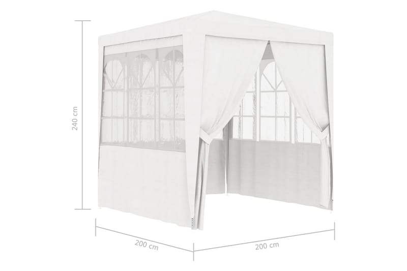 Professionellt partytält med väggar 2x2 m vit 90 g/m² - Vit - Partytält - Trädgårdstält & förvaringstält