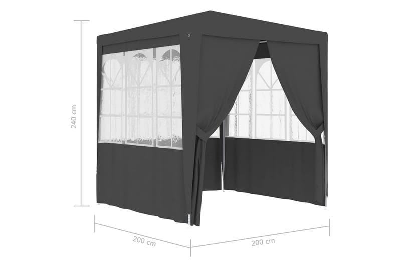 Professionellt partytält med väggar 2x2 m antracit 90 g/m² - Grå - Partytält - Trädgårdstält & förvaringstält