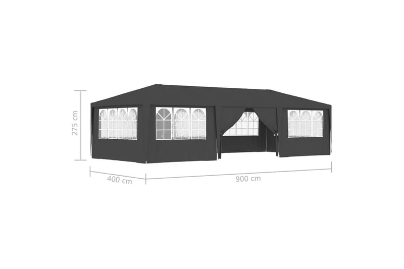Professionellt partytält med väggar 4x9 m antracit 90 g/m² - Grå - Trädgård & spabad - Utemiljö - Förvaring utomhus - Trädgårdstält & förvaringstält - Partytält