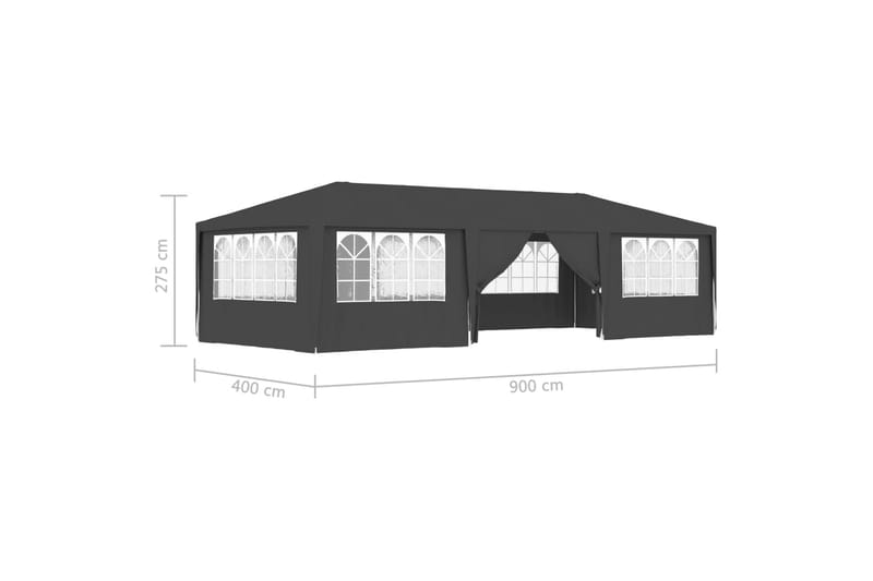 Professionellt partytält med väggar 4x9 m antracit 90 g/m² - Grå - Partytält - Trädgårdstält & förvaringstält