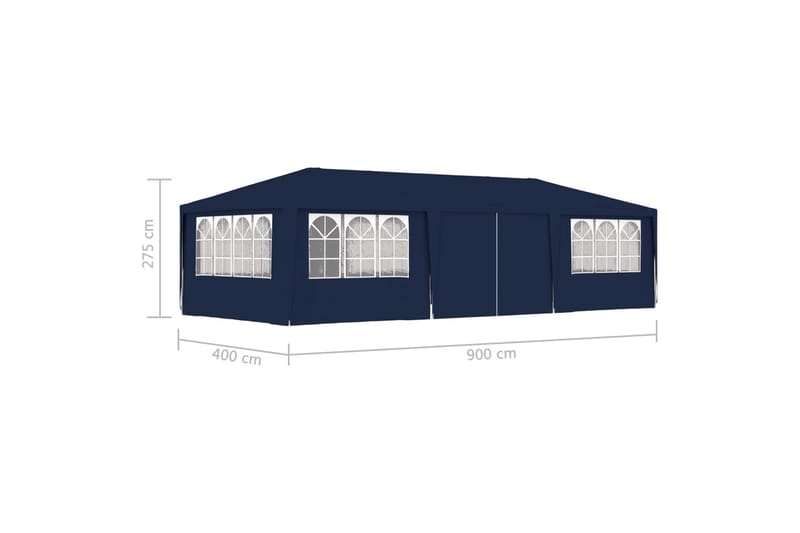 Professionellt partytält med väggar 4x9 m blå 90 g/m² - Blå - Partytält - Trädgårdstält & förvaringstält