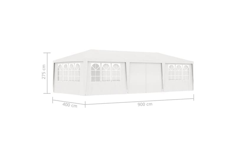 Professionellt partytält med väggar 4x9 m vit 90 g/m² - Vit - Partytält - Trädgårdstält & förvaringstält