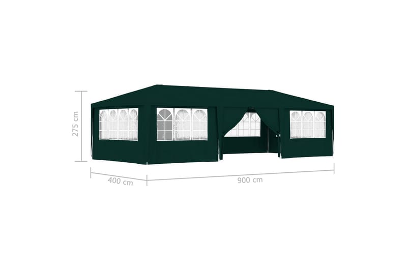 Professionellt partytält med väggar 4x9 m grön 90 g/m² - Grön - Partytält - Trädgårdstält & förvaringstält