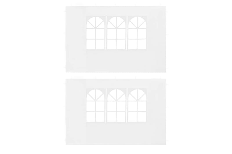 Sidoväggar till partytält 2 st med fönster PE vit - Vit - Partytält - Trädgårdstält & förvaringstält
