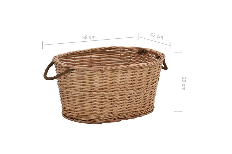 Vedkorg med bärhandtag 58x42x29 cm naturlig pil - Brun - Trädgård & spabad - Utemiljö - Förvaring utomhus - Vedförvaring