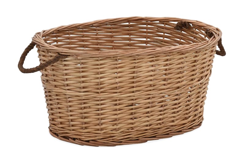 Vedkorg med bärhandtag 58x42x29 cm naturlig pil - Brun - Trädgård & spabad - Utemiljö - Förvaring utomhus - Vedförvaring
