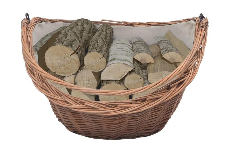 Vedkorg med handtag 60x44x55 cm naturlig pil - Brun - Trädgård & spabad - Utemiljö - Förvaring utomhus - Vedförvaring