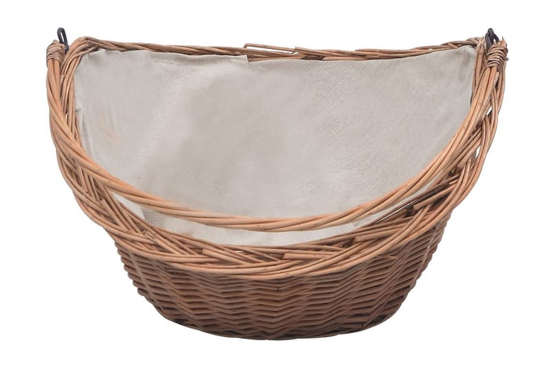 Vedkorg med handtag 60x44x55 cm naturlig pil - Brun - Trädgård & spabad - Utemiljö - Förvaring utomhus - Vedförvaring