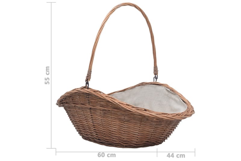 Vedkorg med handtag 60x44x55 cm naturlig pil - Brun - Trädgård & spabad - Utemiljö - Förvaring utomhus - Vedförvaring