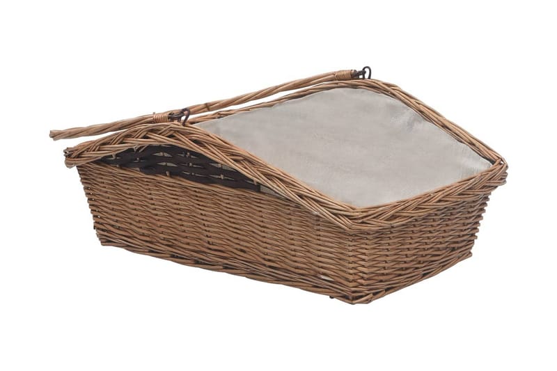 Vedkorg med handtag 61,5x46,5x58 cm brun pil - Brun - Trädgård & spabad - Utemiljö - Förvaring utomhus - Vedförvaring
