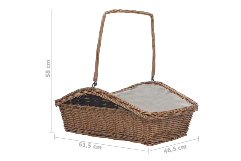 Vedkorg med handtag 61,5x46,5x58 cm brun pil - Brun - Trädgård & spabad - Utemiljö - Förvaring utomhus - Vedförvaring