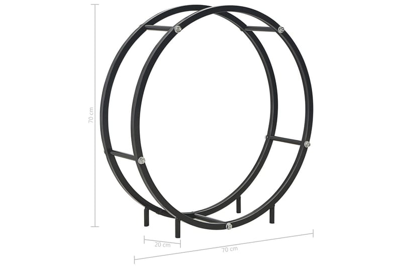 Vedställ svart 70x20x70 cm stål - Svart - Trädgård & spabad - Utemiljö - Förvaring utomhus - Vedförvaring