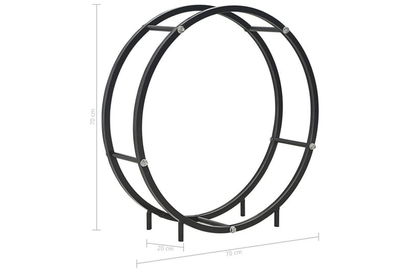 Vedställ svart 70x20x70 cm stål - Svart - Vedförvaring - Vedställ & vedhylla