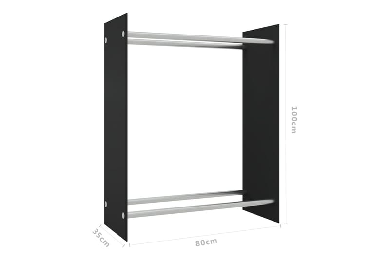 Vedställ svart 80x35x100 cm härdat glas - Svart - Trädgård & spabad - Utemiljö - Förvaring utomhus - Vedförvaring