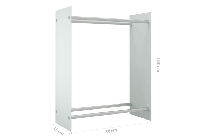Vedställ vit 80x35x100 cm härdat glas - Vit - Trädgård & spabad - Utemiljö - Förvaring utomhus - Vedförvaring