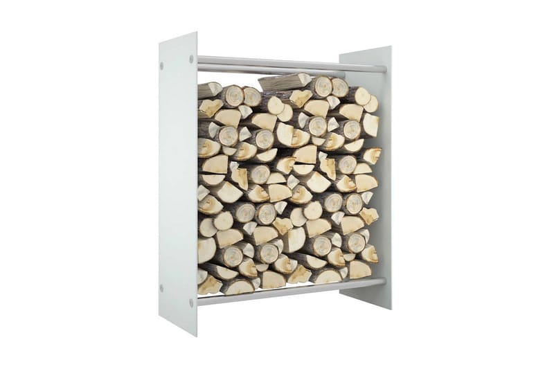 Vedställ vit 80x35x100 cm härdat glas - Vit - Trädgård & spabad - Utemiljö - Förvaring utomhus - Vedförvaring